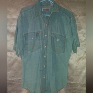 "Chandler" Green Faded Look Short Sleeve Button Down Shirt